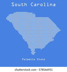 South Carolina abstract dots map with nickname of state. Dotted style. Vector illustration