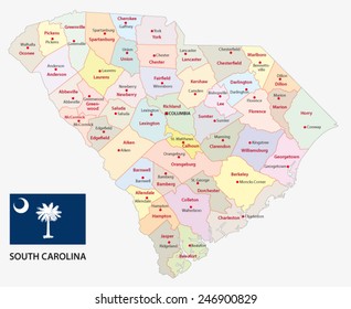 South Carolina Administrative Map Stock Vector (Royalty Free) 183400610