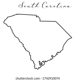 South Carolina American state Vector high quality map. Simple hand made line drawing map