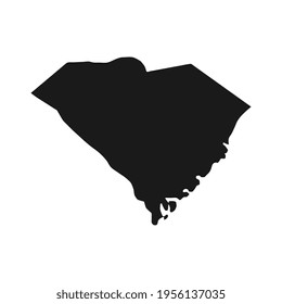 South Carolina black map on white background