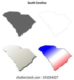 South Carolina blank outline map set - vector version