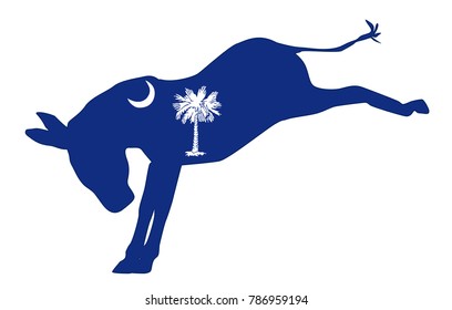 The South Carolina  Democrat party donkey flag over a white background