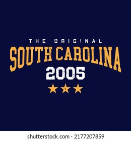 South Carolina design for t-shirt. College tee shirt print. Typography graphics for sportswear and apparel. Vector illustration.