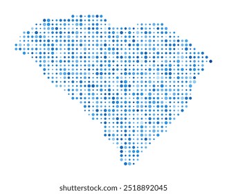 South Carolina Dot Map. Us State Digital Style Shape. South Carolina vector image. Us State shape blue circular dots. Creative vector illustration.