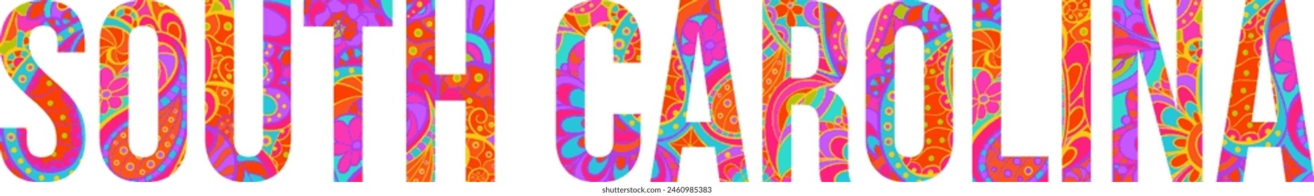 South Carolina festive text design. Isolated vector. Use for typography design, posters,headline,travel blogs, festivals, city events, card, logo, tshirt print