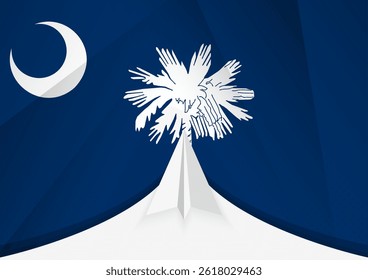 South Carolina Flag with Abstract Paper Airplane Design, National Flag in a geometric folded paper style. Vector illustration.