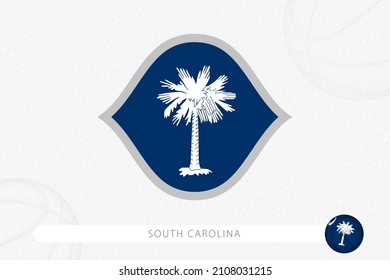 South Carolina flag for basketball competition on gray basketball background. Sports vector illustration.