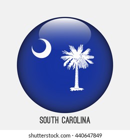 South Carolina flag in circle shape. Transparent,glossy,glass button