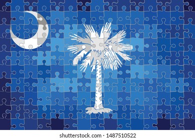 South Carolina flag made of puzzle background - Illustration