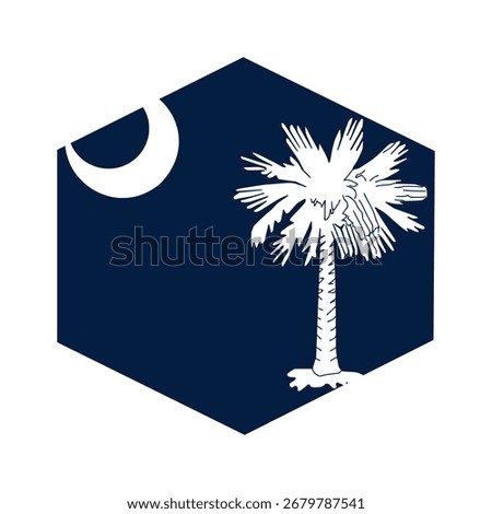 South Carolina flag. South Carolina USA flag vector. South Carolina flag on hexagon