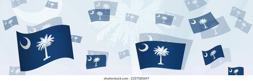 South Carolina flag-themed abstract design on a banner. Abstract background design with National flags. Vector illustration.
