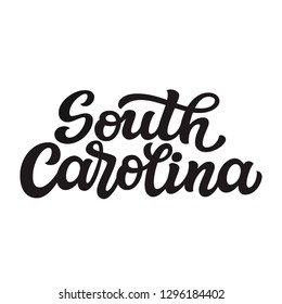 South Carolina. Hand drawn US state name isolated on white background. Modern calligraphy for posters, cards, t shirts, souvenirs, stickers. Vector lettering typography