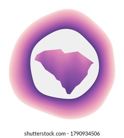 South Carolina icon. Colorful gradient logo of the US state. Purple red South Carolina rounded sign with map for your design. Vector illustration.