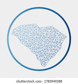 South Carolina icon. Network map of the US state. Round South Carolina sign with gradient ring. Technology, internet, network, telecommunication concept. Vector illustration.