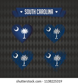 South Carolina with love. Design vector broken heart with flag inside.