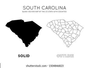 South Carolina map. Blank vector map of the Us State with counties. Borders of South Carolina for your infographic. Vector illustration.