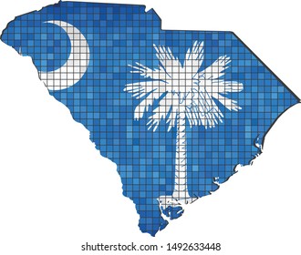 South Carolina map with flag inside - Illustration,
Abstract grunge mosaic vector
