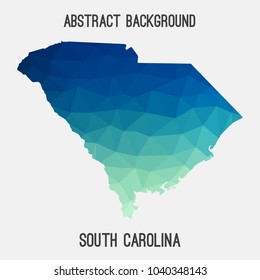 South Carolina map in geometric polygonal,mosaic style.Abstract tessellation,modern design background,low poly. Geometric cover, mockup. Vector illustration.