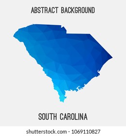 South Carolina map in geometric polygonal,mosaic style.Abstract tessellation,modern design background,low poly. Geometric cover, mockup. Vector illustration.