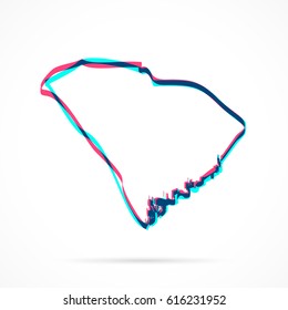 South Carolina Map hand drawn with blue and pink highlighters, isolated on a blank background.
Vector illustration, easy to edit, manipulate, resize or colorize.