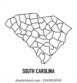 South Carolina map icon isolated on white background. Outline map. Simple line icon. Vector illustration