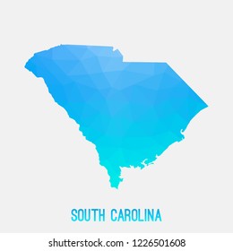 South Carolina map low poly geometric polygonal,mosaic style,abstract tessellation,modern design background. Geometric cover, mockup. Vector illustration EPS10.