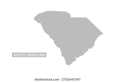 South Carolina map - Minimal Flat Vector Illustration in Black and Gray, Isolated on White Background, Ideal for Infographics, Educational Use, Reports, and Presentations.
