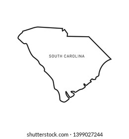 South Carolina Map Outline Vector Design Template. Editable Stroke