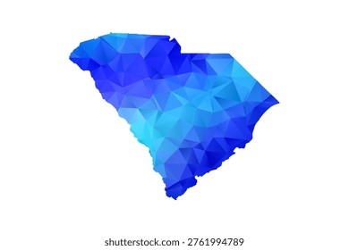 South Carolina map - Polygon Style Vector Illustration in Blue Gradient, Low Poly Geometric Design, Isolated on White Background, Perfect for Infographics, Education, and Modern Presentations.