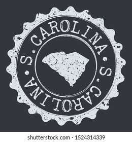 South Carolina Map Seal. Silhouette Postal Passport Stamp. Round Vector Icon Postmark.