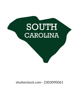 South Carolina map with text. South Carolina state map. Design for poster, banner, t-shirt, tee. South Carolina silhouette state. Vector outline Isolated black illustratuon on a white background.