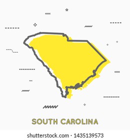 South Carolina map in thin line style. South Carolina infographic map icon with small thin line geometric figures.   South Carolina state. Vector illustration linear modern concept