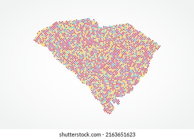 South Carolina Map - USA, United States of America map vector template with colorful dots, grid, grunge, halftone style isolated on white background for design - Vector illustration eps 10