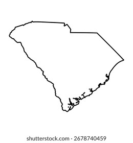 South Carolina map. South Carolina USA map vector. South Carolina outline map on white background