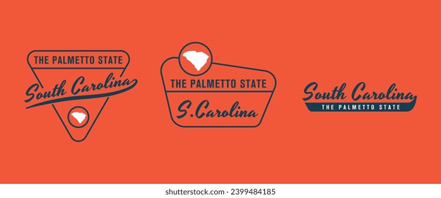 Carolina del Sur - El estado de Palmetto. Logo del estado de Carolina del Sur, etiqueta, afiche. Afiche de época. Imprimir para camisetas, tipografía. Ilustración del vector