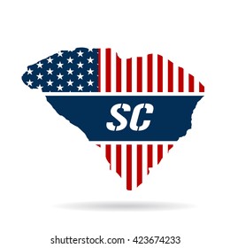 South Carolina patriotic map. Vector graphic design illustration