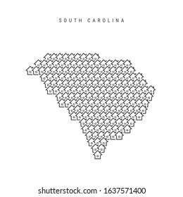 South Carolina real estate property map. Icons of houses in the shape of a map of South Carolina. Creative concept for a real estate agency. Vector illustration.