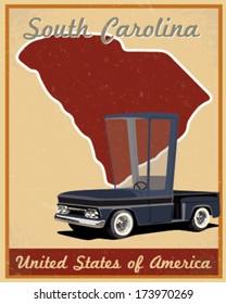 South Carolina road trip vintage poster 