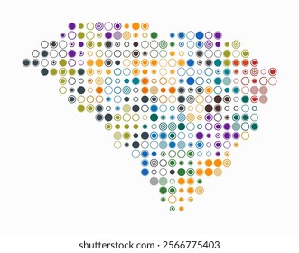 South Carolina, shape of the state build of colored cells. Digital style map of the South Carolina on white background. Large size circle blocks. Amazing vector illustration.