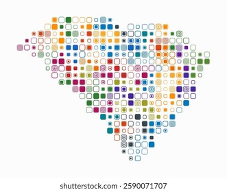 South Carolina, shape of the state built of colored cells. Digital style map of South Carolina on a white background. Large size rounded square blocks. Awesome vector illustration.