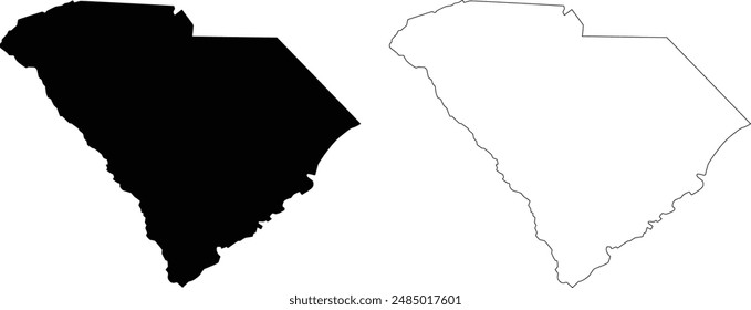 South Carolina State Contour Outline Silhouette Karte