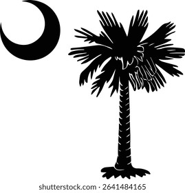 South Carolina State Flag Palm Tree Moon on transparent background