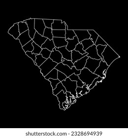 South Carolina state map with counties. Vector illustration.