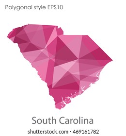 South Carolina state map in geometric polygonal style.Abstract gems triangle,modern design background. Vector illustration EPS10