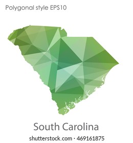 South Carolina state map in geometric polygonal style.Abstract gems triangle,modern design background. Vector illustration EPS10