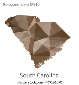 South Carolina state map in geometric polygonal style.Abstract gems triangle,modern design background. Vector illustration EPS10
