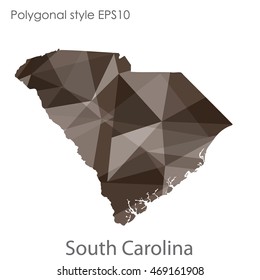 South Carolina state map in geometric polygonal style.Abstract gems triangle,modern design background. Vector illustration EPS10