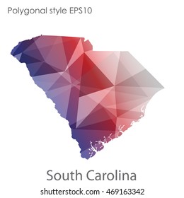 South Carolina state map in geometric polygonal style.Abstract gems triangle,modern design background. Vector illustration EPS10