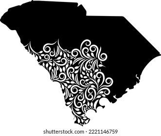 South Carolina State Map Outline Vector Design