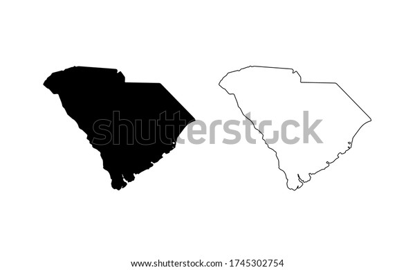 South Carolina State Silhouette Line Style Stock Vector (Royalty Free ...